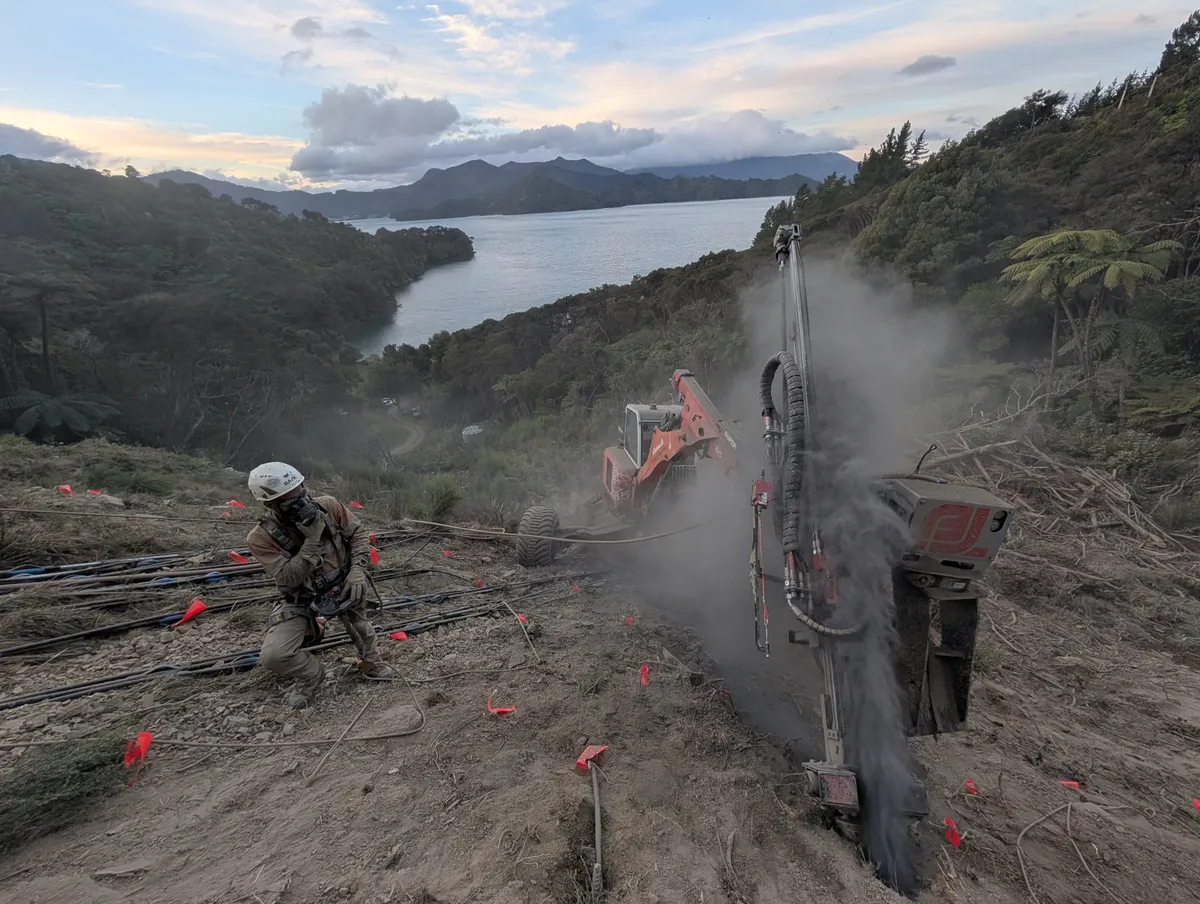 Kenepuru Road project with spider digger